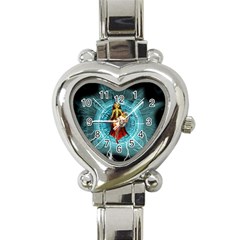 Beautiful Witch With Magical Background Heart Italian Charm Watch