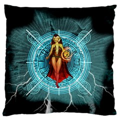 Beautiful Witch With Magical Background Large Cushion Cases (one Side) 