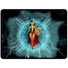 Beautiful Witch With Magical Background Double Sided Fleece Blanket (large) 