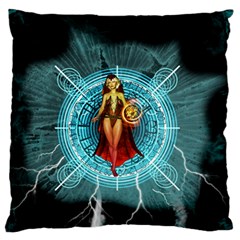 Beautiful Witch With Magical Background Large Flano Cushion Cases (two Sides) 