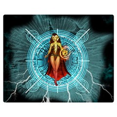 Beautiful Witch With Magical Background Double Sided Flano Blanket (medium) 