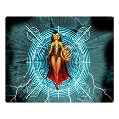 Beautiful Witch With Magical Background Double Sided Flano Blanket (large) 