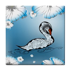 Wonderful Swan Made Of Floral Elements Tile Coasters