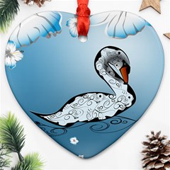 Wonderful Swan Made Of Floral Elements Ornament (heart) 