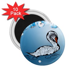 Wonderful Swan Made Of Floral Elements 2 25  Magnets (10 Pack) 