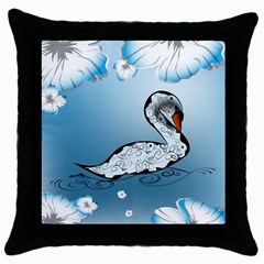 Wonderful Swan Made Of Floral Elements Throw Pillow Cases (black)