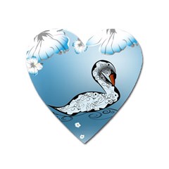 Wonderful Swan Made Of Floral Elements Heart Magnet