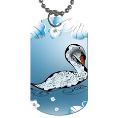 Wonderful Swan Made Of Floral Elements Dog Tag (one Side) by FantasyWorld7