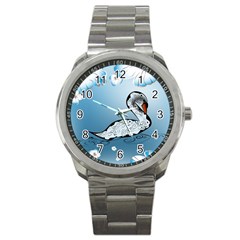 Wonderful Swan Made Of Floral Elements Sport Metal Watches by FantasyWorld7