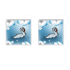 Wonderful Swan Made Of Floral Elements Cufflinks (square)