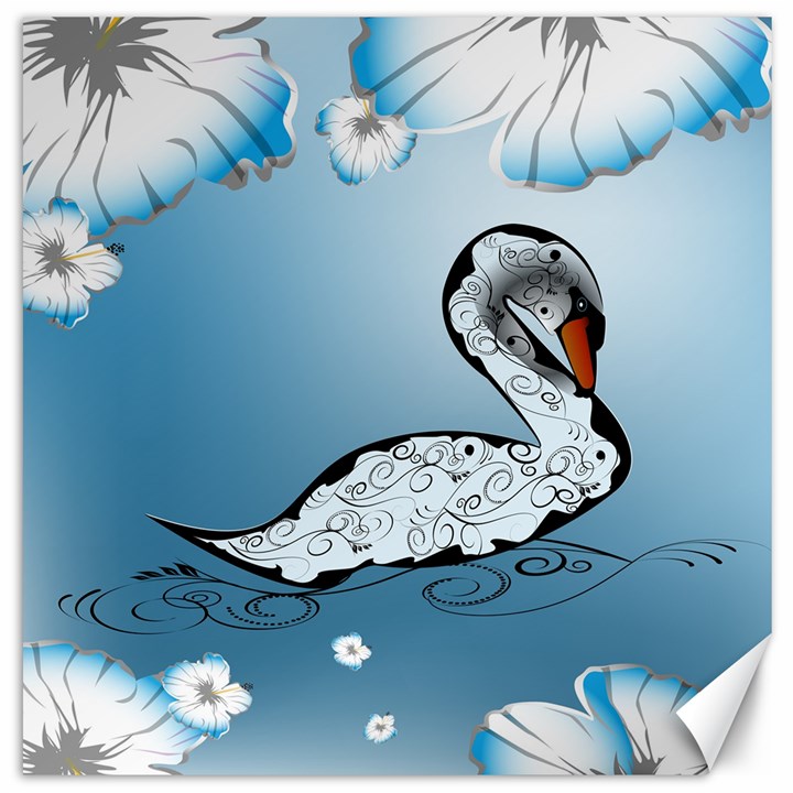 Wonderful Swan Made Of Floral Elements Canvas 20  x 20  