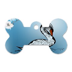 Wonderful Swan Made Of Floral Elements Dog Tag Bone (one Side)