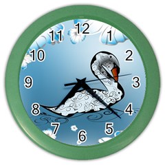 Wonderful Swan Made Of Floral Elements Color Wall Clocks