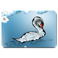 Wonderful Swan Made Of Floral Elements Large Doormat  by FantasyWorld7