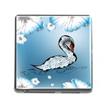 Wonderful Swan Made Of Floral Elements Memory Card Reader (Square) Front