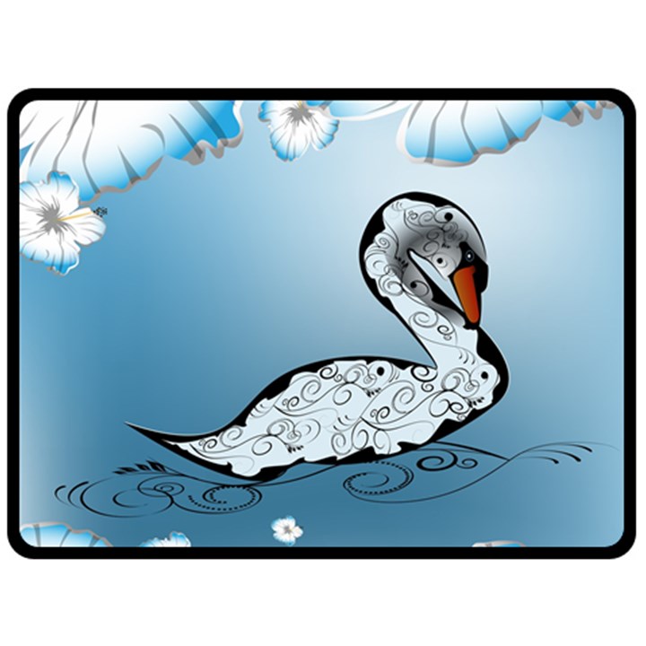 Wonderful Swan Made Of Floral Elements Fleece Blanket (Large) 