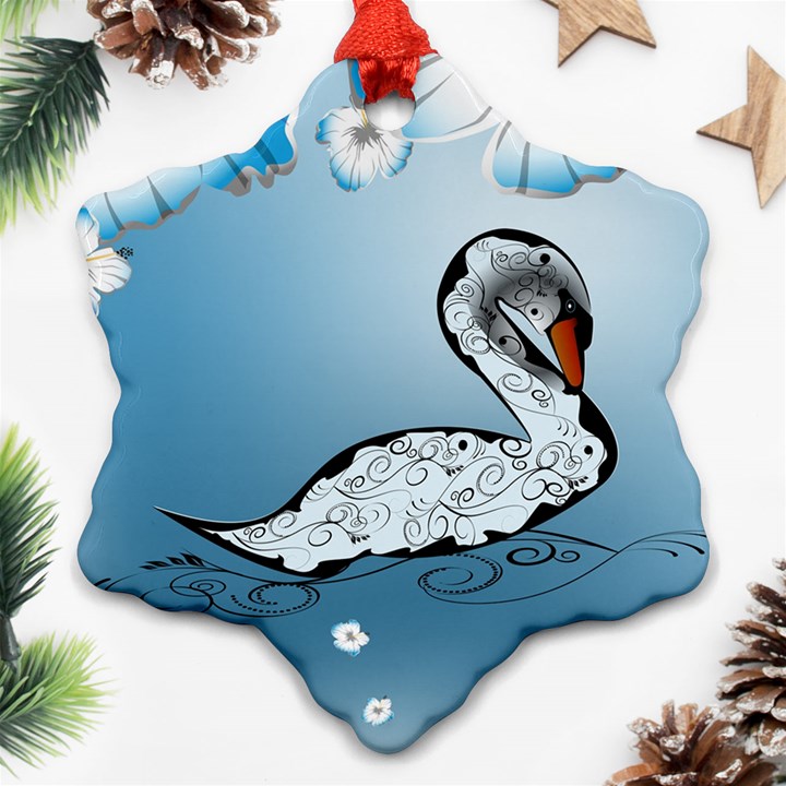 Wonderful Swan Made Of Floral Elements Ornament (Snowflake) 