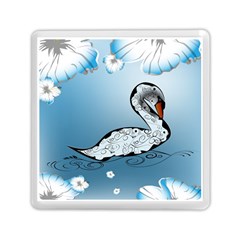 Wonderful Swan Made Of Floral Elements Memory Card Reader (square) 