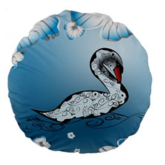 Wonderful Swan Made Of Floral Elements Large 18  Premium Round Cushions by FantasyWorld7