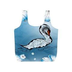 Wonderful Swan Made Of Floral Elements Full Print Recycle Bags (s) 