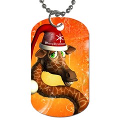 Funny Cute Christmas Giraffe With Christmas Hat Dog Tag (two Sides)