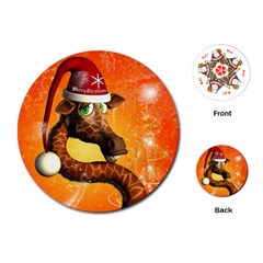 Funny Cute Christmas Giraffe With Christmas Hat Playing Cards (round)  by FantasyWorld7