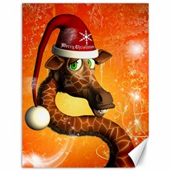 Funny Cute Christmas Giraffe With Christmas Hat Canvas 12  X 16   by FantasyWorld7