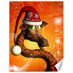 Funny Cute Christmas Giraffe With Christmas Hat Canvas 18  X 24   by FantasyWorld7