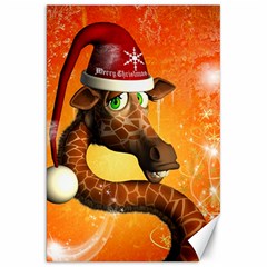 Funny Cute Christmas Giraffe With Christmas Hat Canvas 20  X 30  