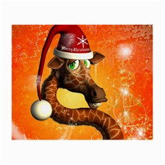 Funny Cute Christmas Giraffe With Christmas Hat Small Glasses Cloth (2-side)