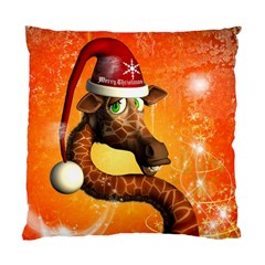 Funny Cute Christmas Giraffe With Christmas Hat Standard Cushion Case (one Side) 