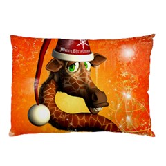 Funny Cute Christmas Giraffe With Christmas Hat Pillow Cases (two Sides)