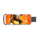 Funny Cute Christmas Giraffe With Christmas Hat Portable USB Flash (One Side) Front