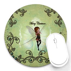 Cute Elf Playing For Christmas Round Mousepads by FantasyWorld7