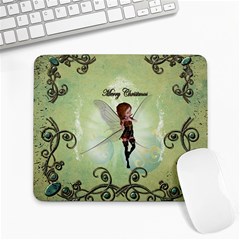 Cute Elf Playing For Christmas Large Mousepads by FantasyWorld7