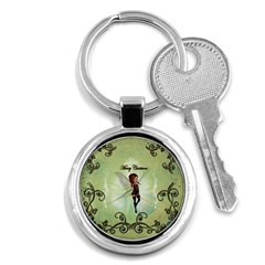 Cute Elf Playing For Christmas Key Chains (round)  by FantasyWorld7