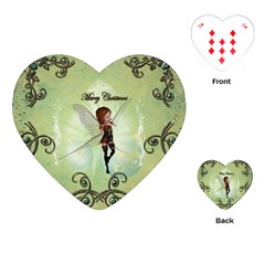 Cute Elf Playing For Christmas Playing Cards (heart) 