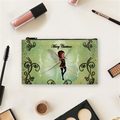 Cute Elf Playing For Christmas Cosmetic Bag (small)  by FantasyWorld7