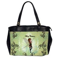 Cute Elf Playing For Christmas Office Handbags (2 Sides)  by FantasyWorld7