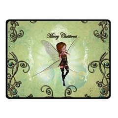 Cute Elf Playing For Christmas Fleece Blanket (small) by FantasyWorld7