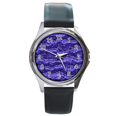 Alien Skin Blue Round Metal Watches