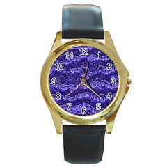 Alien Skin Blue Round Gold Metal Watches