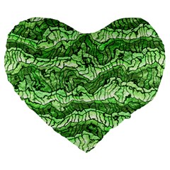 Alien Skin Green Large 19  Premium Heart Shape Cushions