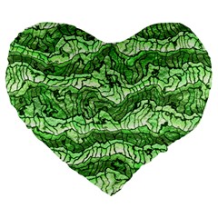 Alien Skin Green Large 19  Premium Flano Heart Shape Cushions