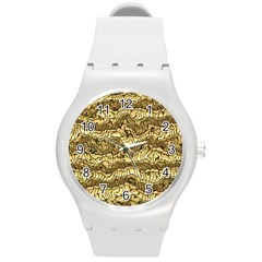 Alien Skin Hot Golden Round Plastic Sport Watch (m)