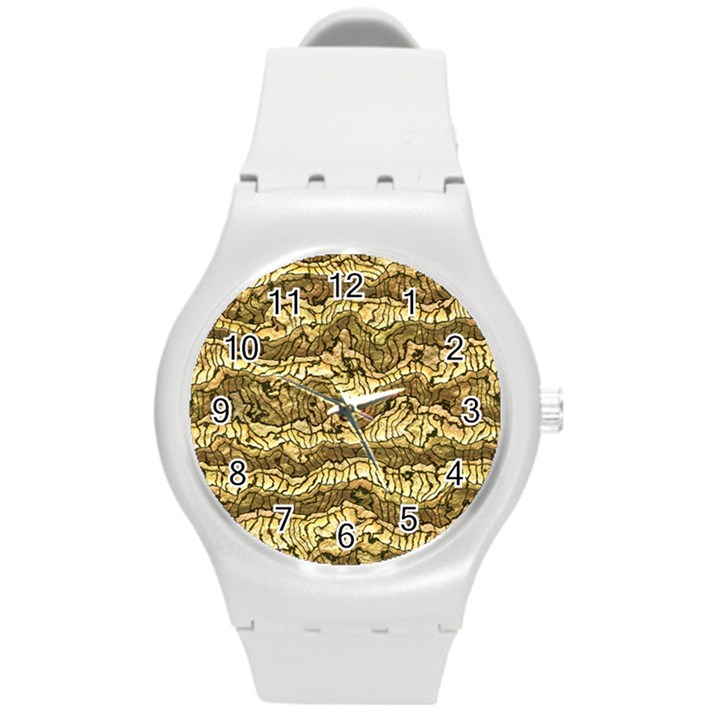 Alien Skin Hot Golden Round Plastic Sport Watch (M)