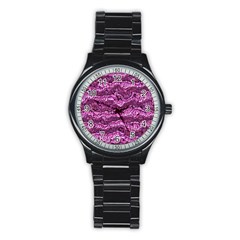 Alien Skin Hot Pink Stainless Steel Round Watches