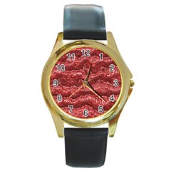 Alien Skin Red Round Gold Metal Watches