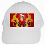 Funny, Cute Christmas Owl  With Christmas Hat White Cap