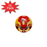 Funny, Cute Christmas Owl  With Christmas Hat 1  Mini Magnet (10 pack) 